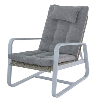 Outdoor Aluminum Frame Reclining Club Chair With Gray Cushion