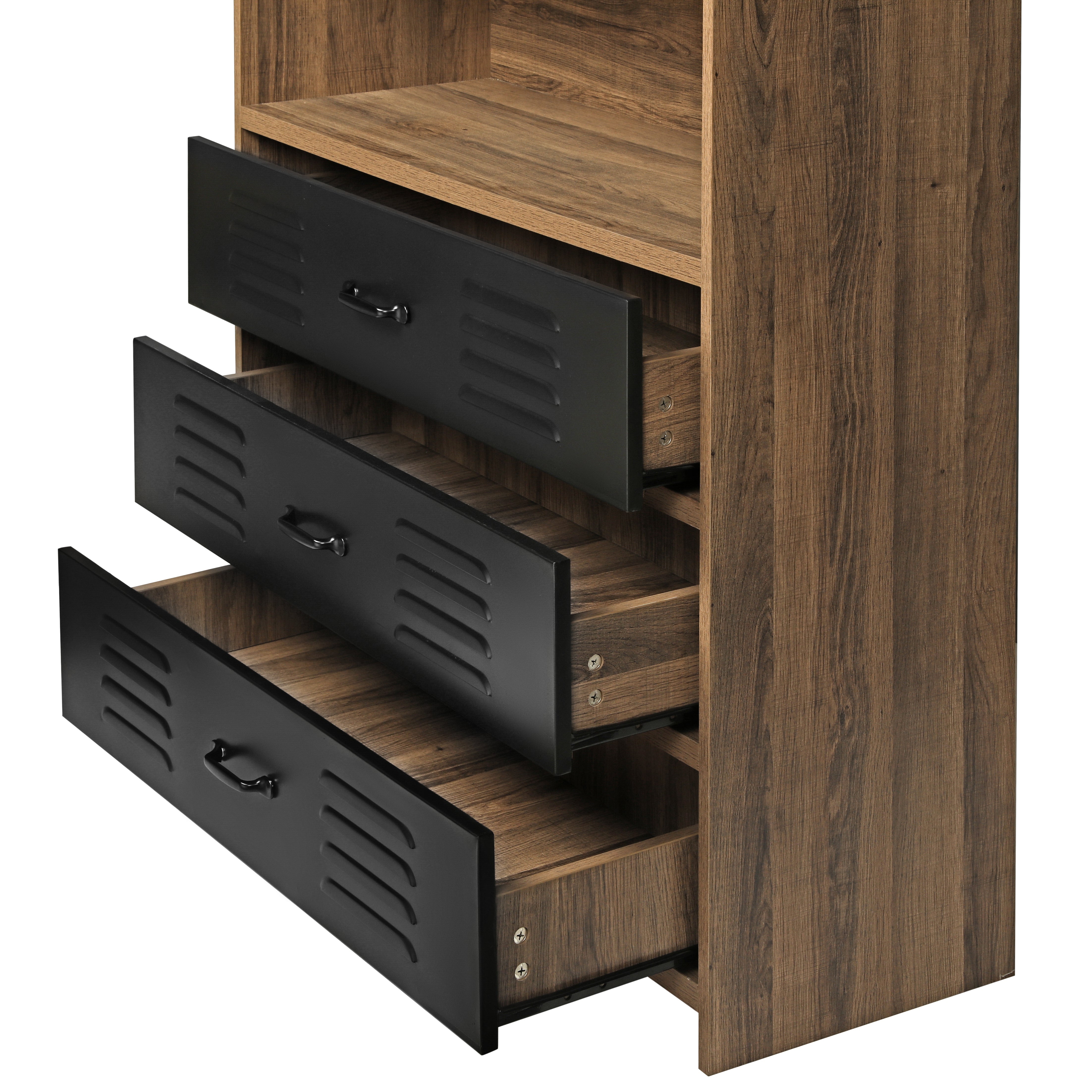 Clihome® Standard Bookcase with 3 PullOut Metal Drawers