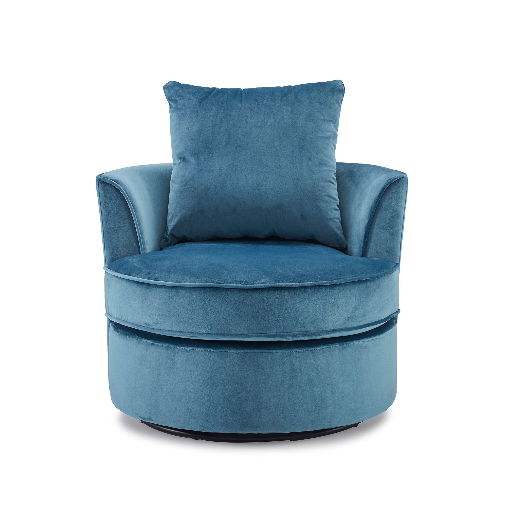 360° Swivel Barrel Chair with Movable Pillow Backrest