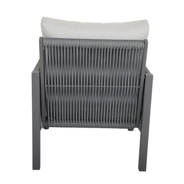 Outdoor Patio Nylon Rope Aluminium Frame Club Chair In Grey With Cushion(Set of 2)