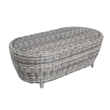 Outdoor Patio PE Wicker 46 x 23 Inch Coffee Table In Grey