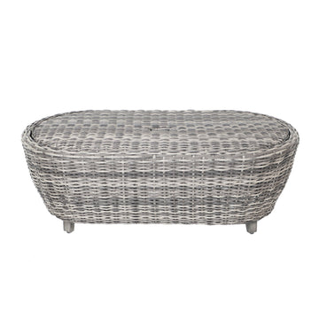 Outdoor Patio PE Wicker 46 x 23 Inch Coffee Table In Grey