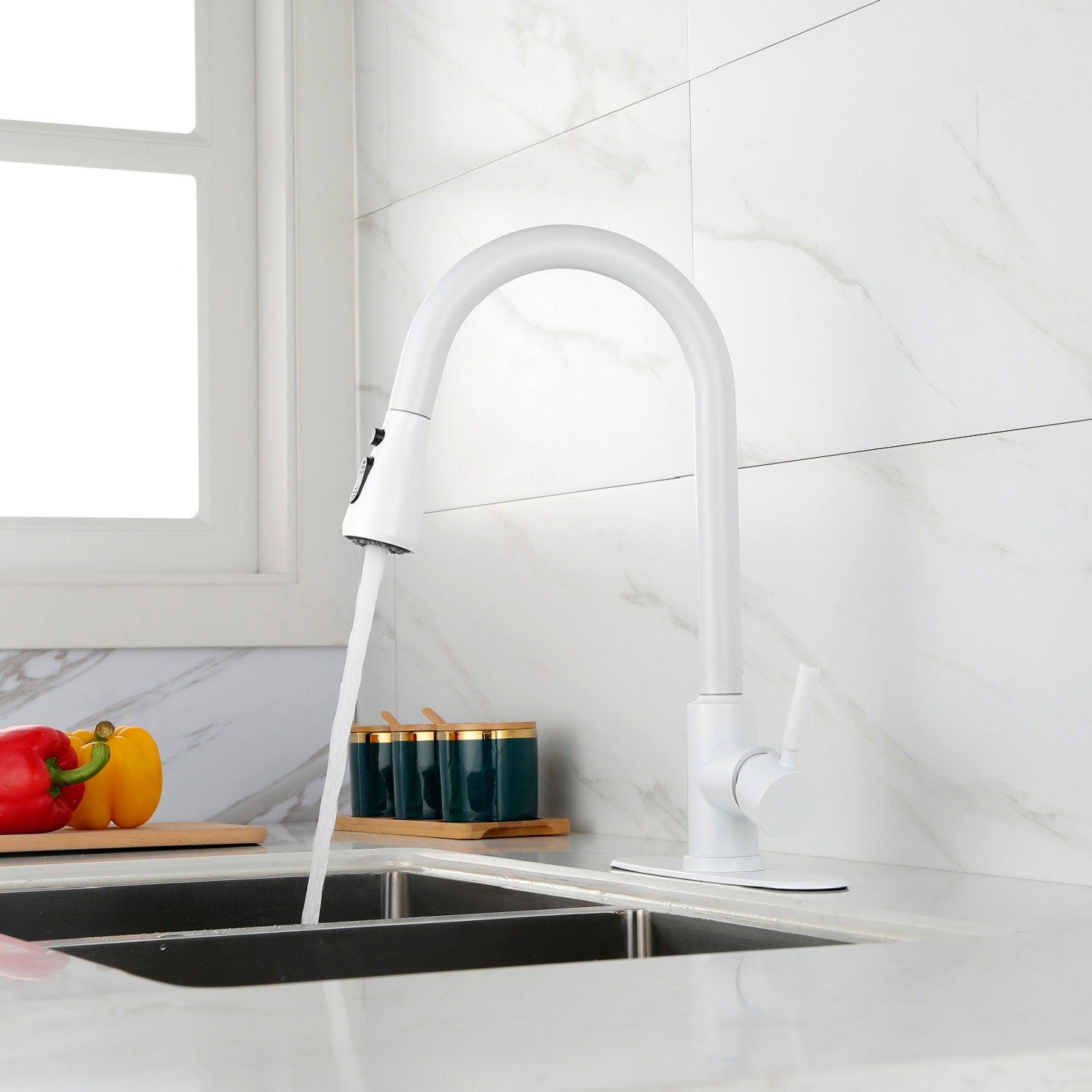 Kitchen Faucet With Pull Out Sprayer In White   20210712 30c05925dd000fa027c0cc93dacb0bd1 