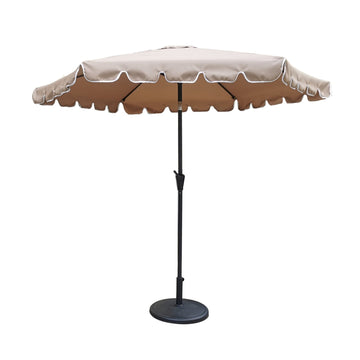 Casainc 9 ft Elegant Valance Outdoor Crank Lift Umbrella With Base