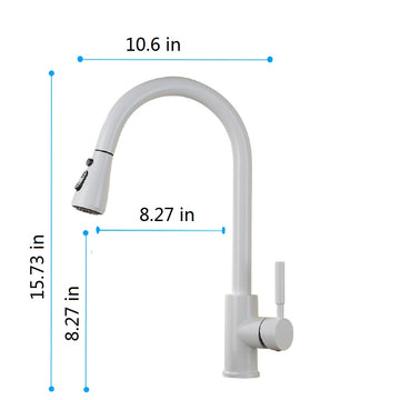 Kitchen Faucet with Pull Out Sprayer in White