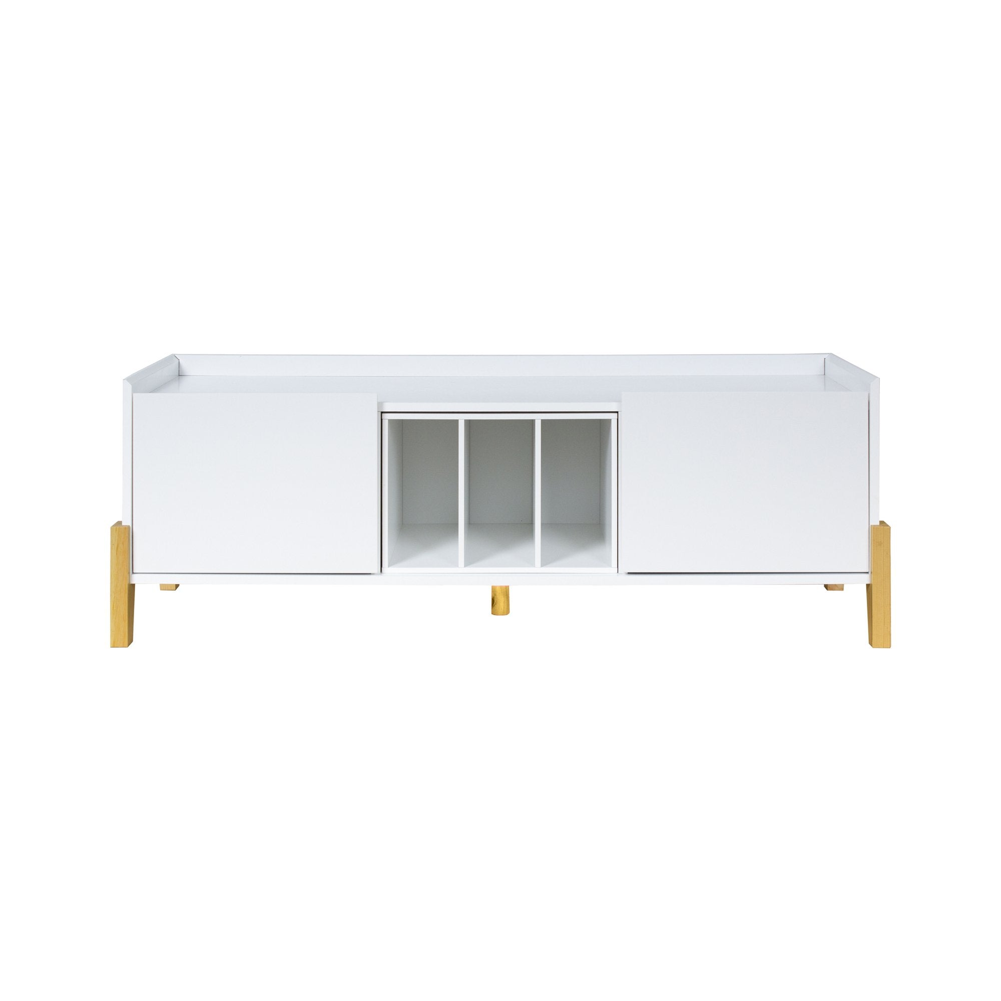 Modern TV Stand TV Stand For Tvs Up To 55 Inches With Storage Space (White)