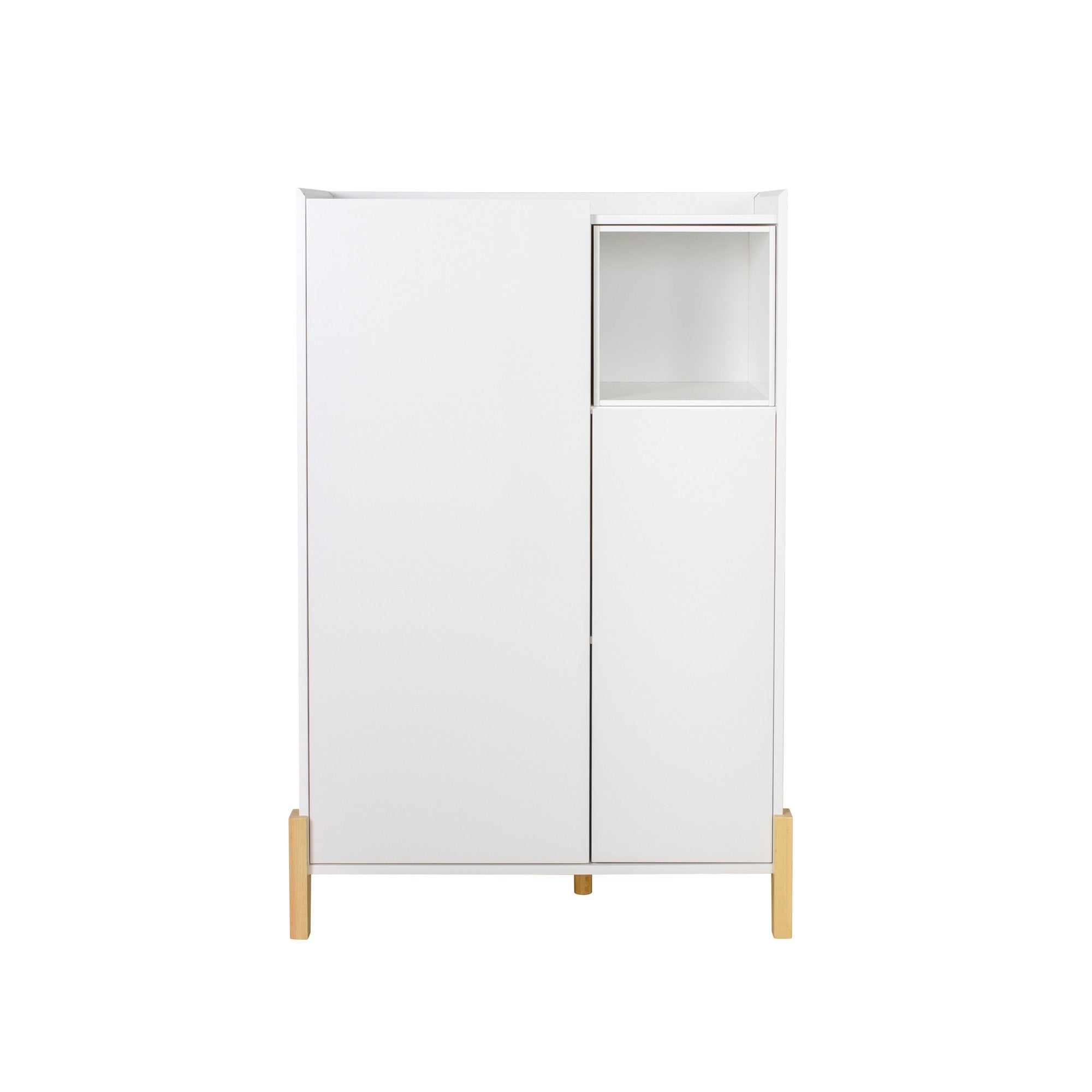 Floor Storage Cabinet with 2 Door and 1 Open Shelf, White