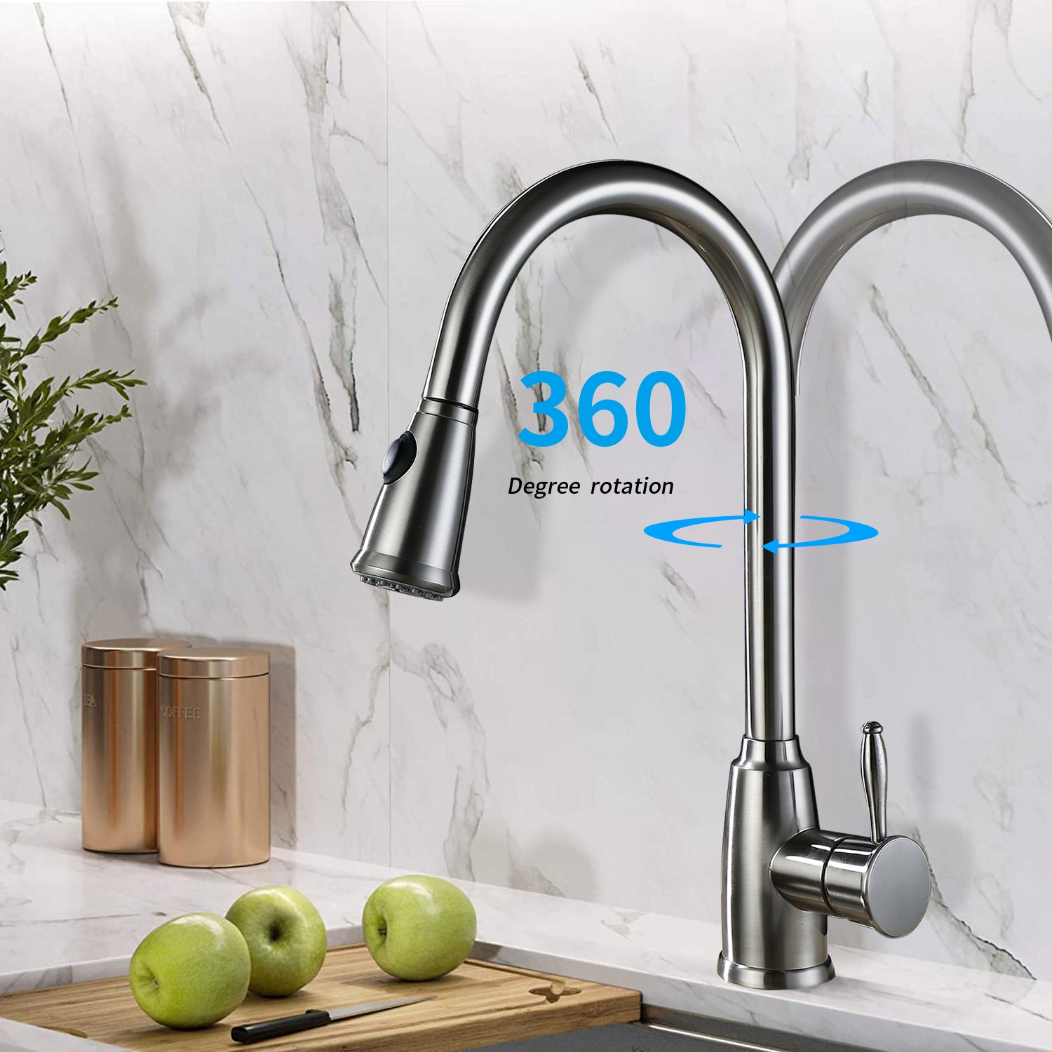 Single Handle High Arc Pull out Kitchen Faucet