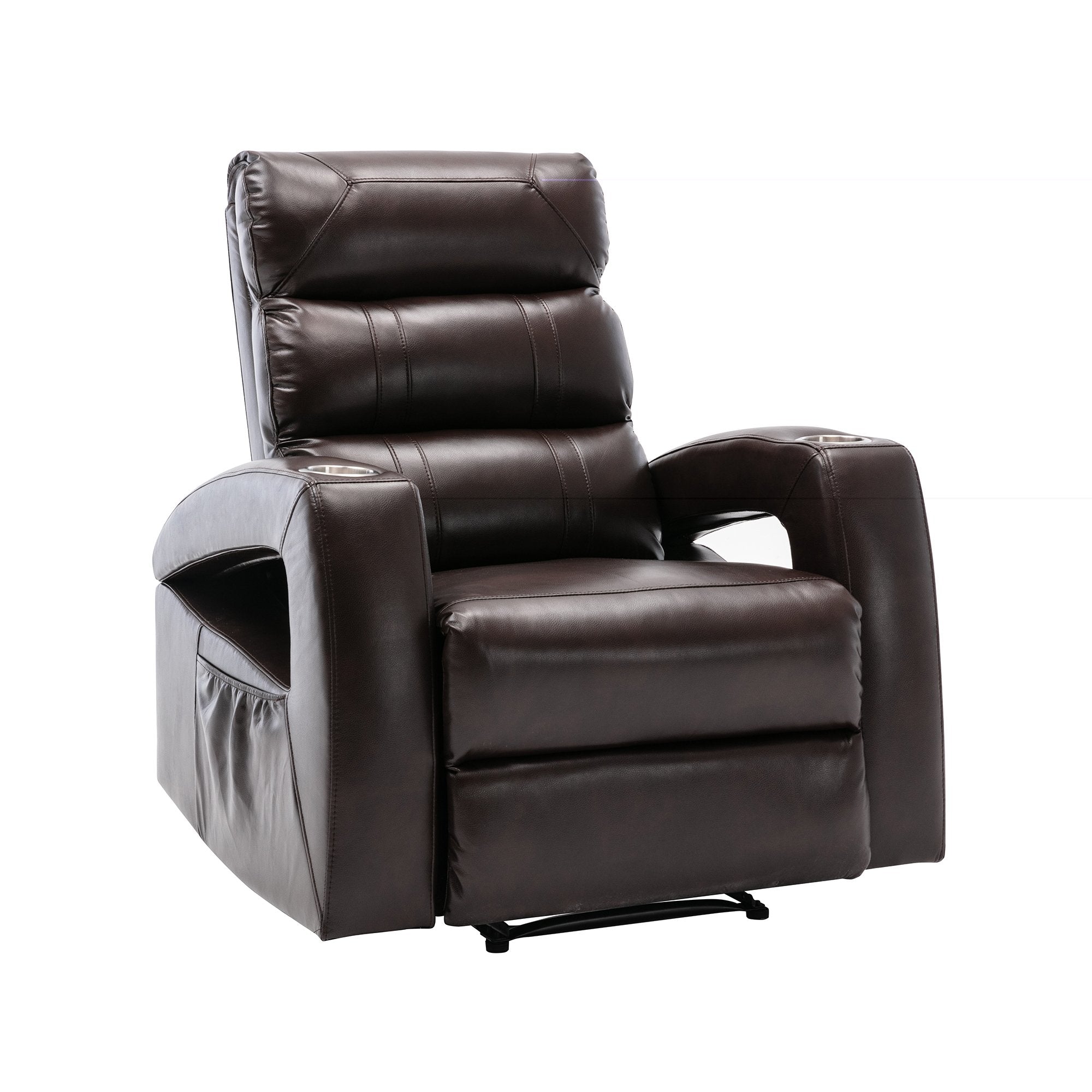 Power Motion Recliner with USB Charge Port and Two Cup Holders -PU Leather Lounge chair
