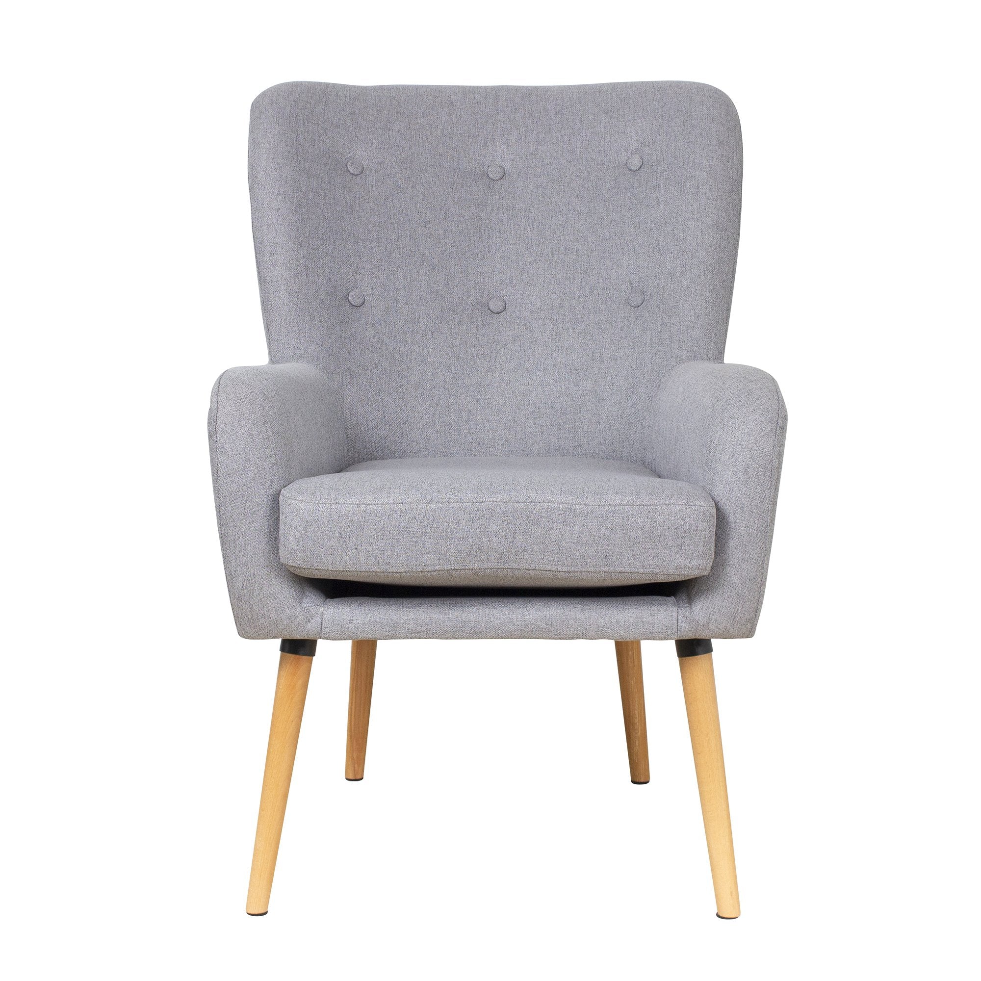 Contemporary Stylish Button-Tufted Upholstered Accent Armchair with Wood Legs