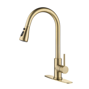 Kitchen Faucet with Pull Out Sprayer in Brushed Gold