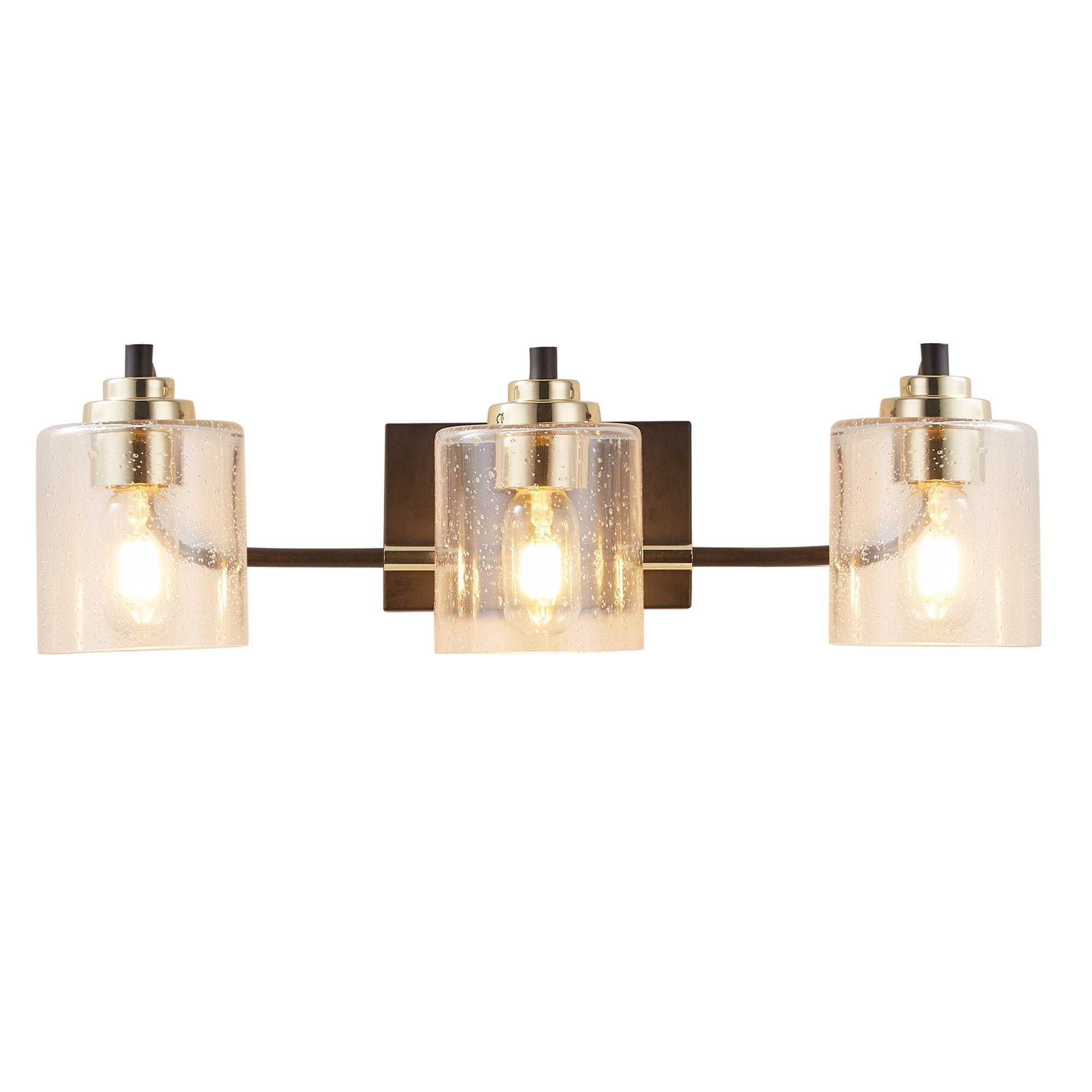 3-Lights Modern Vanity Bathroom Lamp with Bubble Glass Shades Wall Mount Light Fixtures (Exclude Bulb)