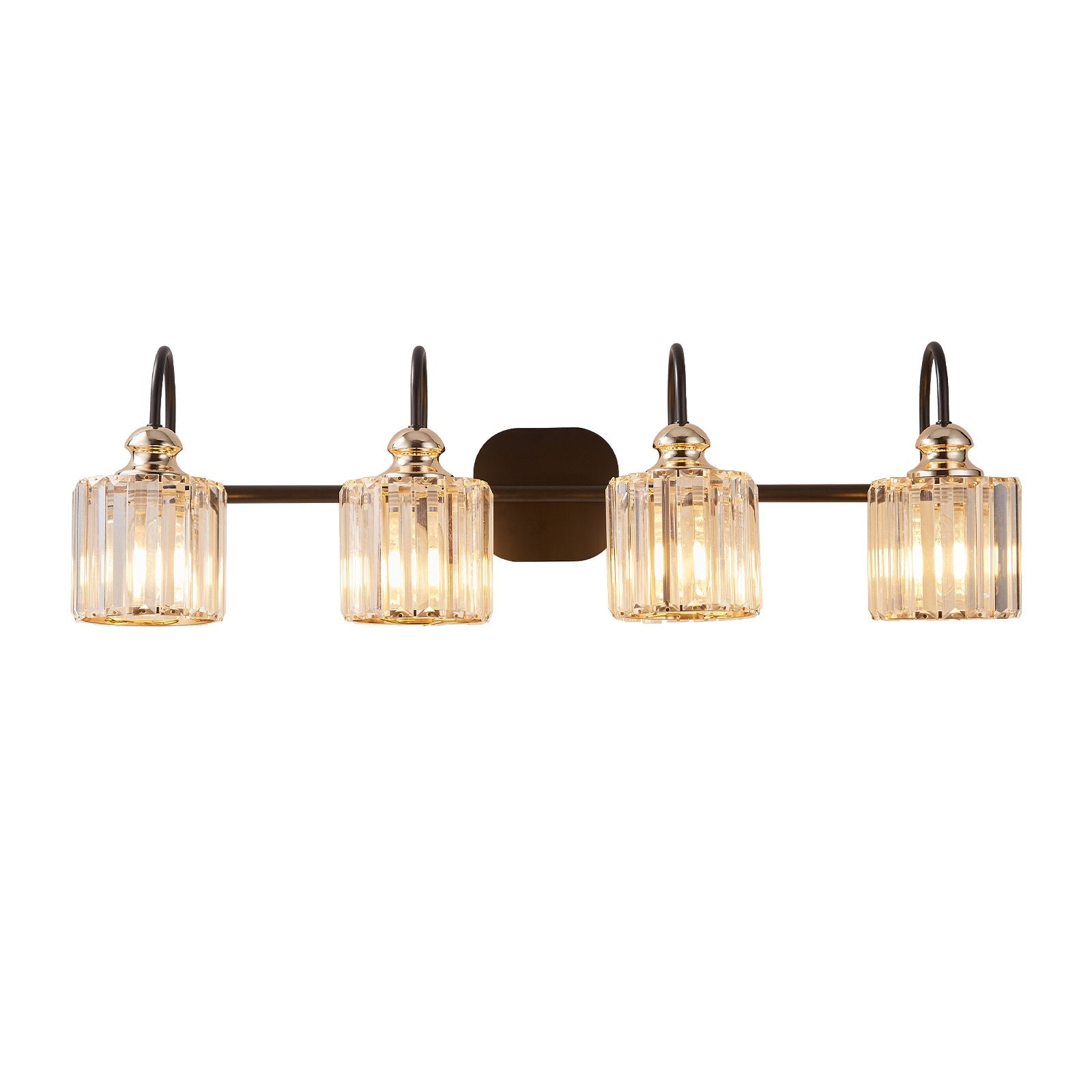 Modern Vanity Lights Wall Sconce 4 Heads Brushed Nickel Bathroom Lighting Fixtures Over Mirror with Clear Glass Shade