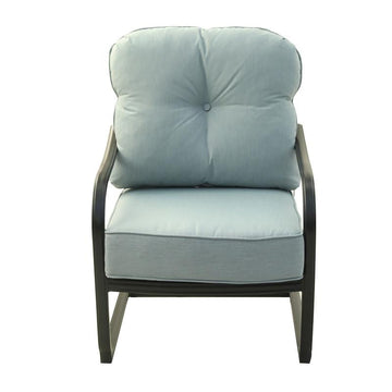 Outdoor Cast Aluminum C Spring Chair In Light Blue, Set of 2