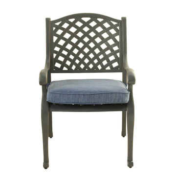 Outdoor Cast Aluminum Dining Arm Chair With Sunbrella Fabric Cushion