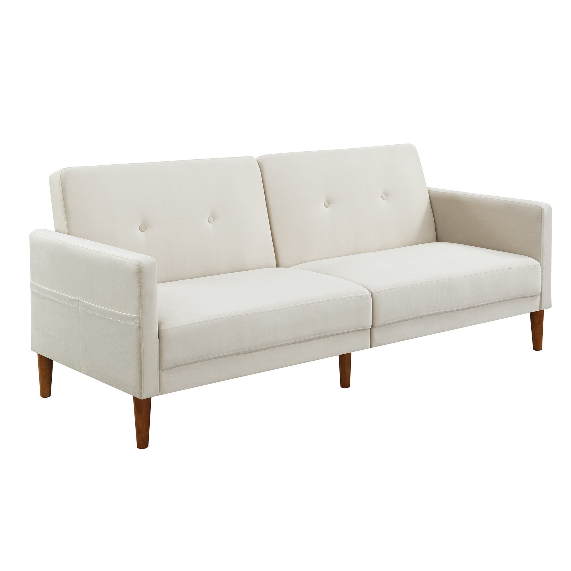Velvet Upholstered Modern Convertible Folding Futon Sofa Bed