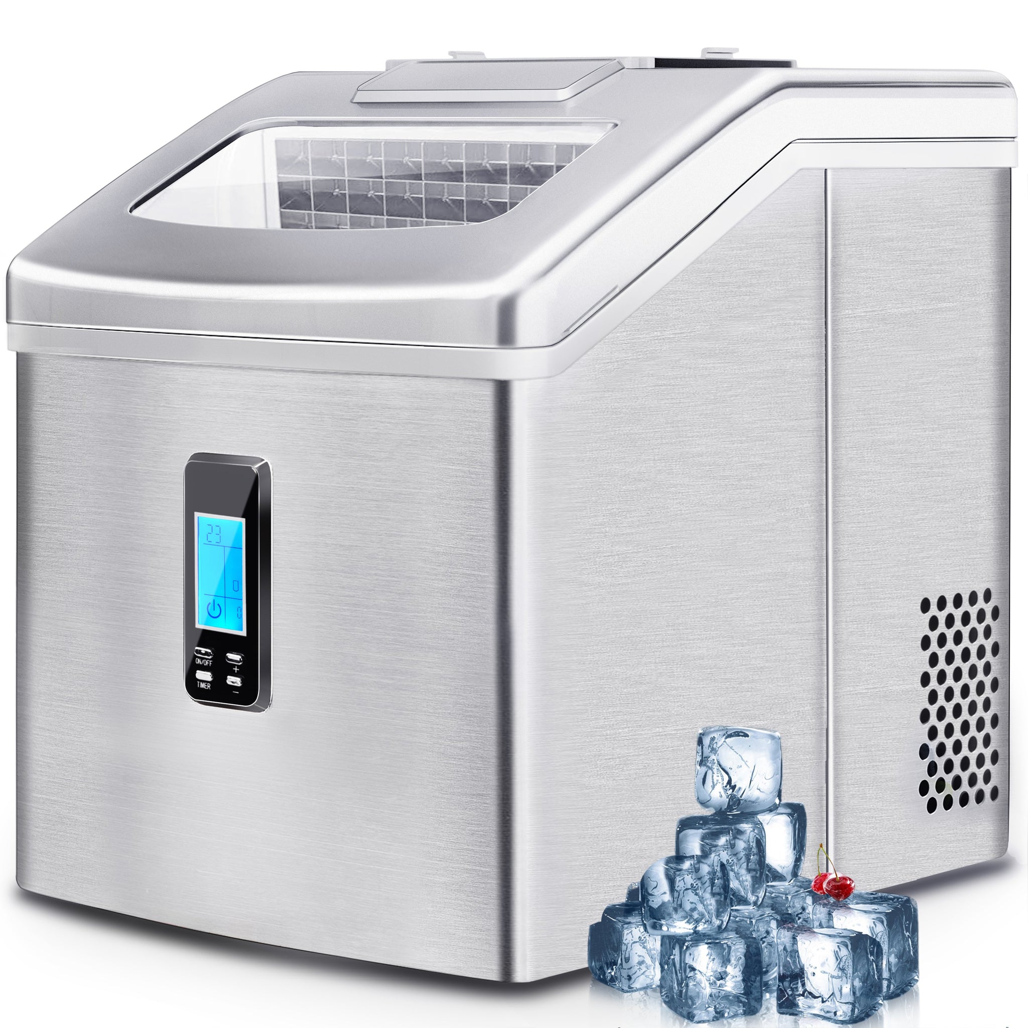Portable Counter-top Ice Maker Machine for Crystal Ice Cubes in 48 lbs/24H with Ice Scoop