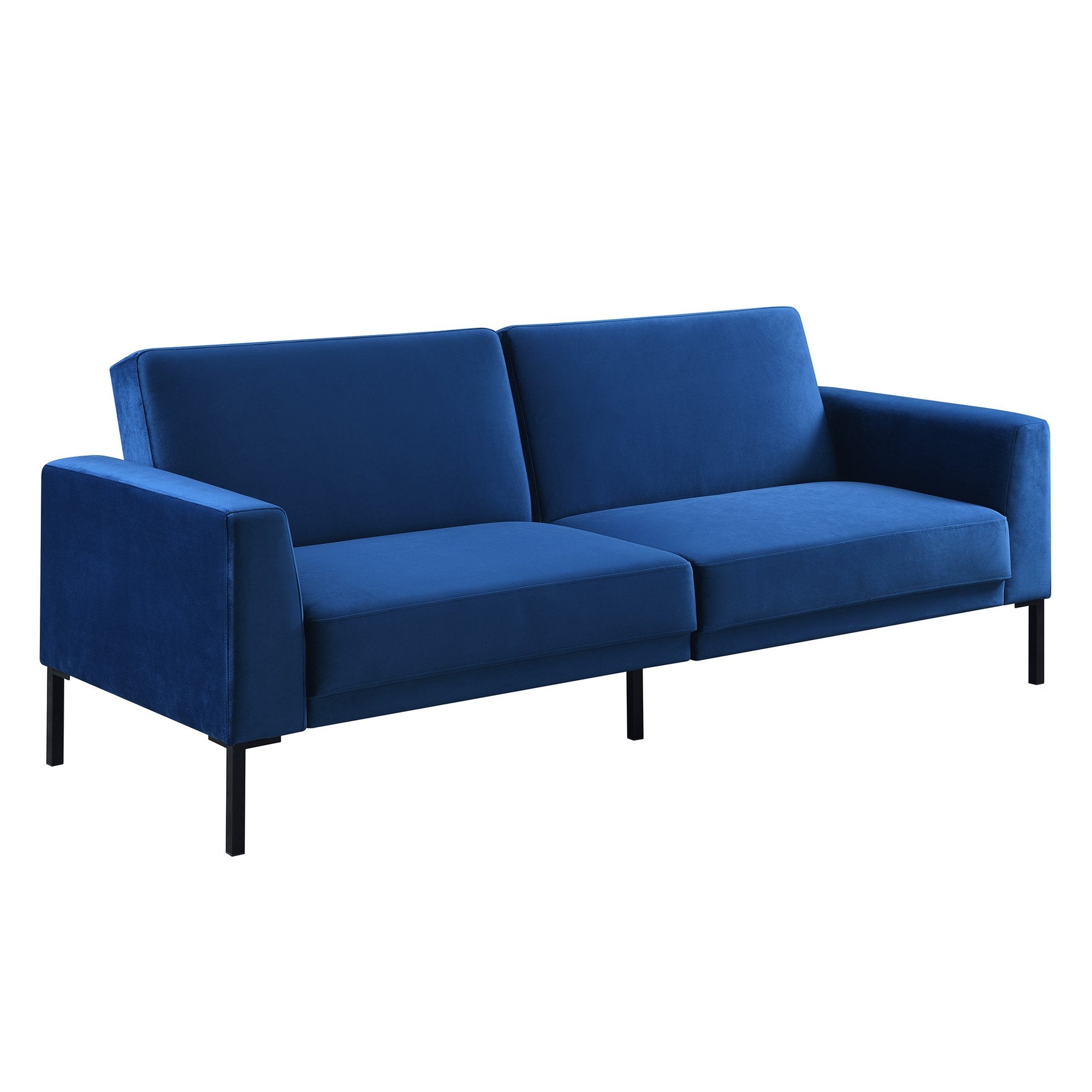 Velvet Upholstered Modern Convertible Folding Futon Sofa Bed for Compact Living Space, Apartment, Dorm