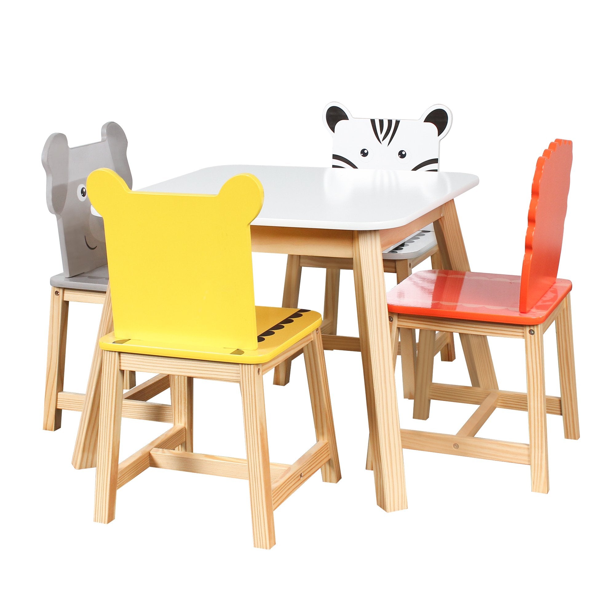 5 Piece Kiddy Table and Chair Set with Cartoon Animals