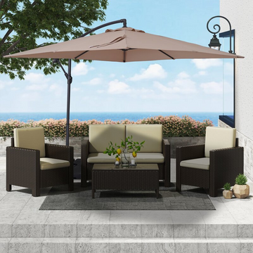 Clihome 8.5Ft Square Outdoor Market Cantilever Patio Umbrella with Push Button Tilt and Base