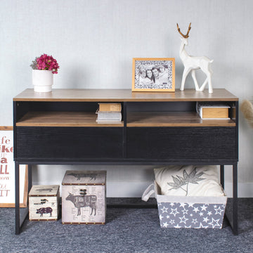 Console Sofa Table with 2 Open Shelves and 2 Drawers