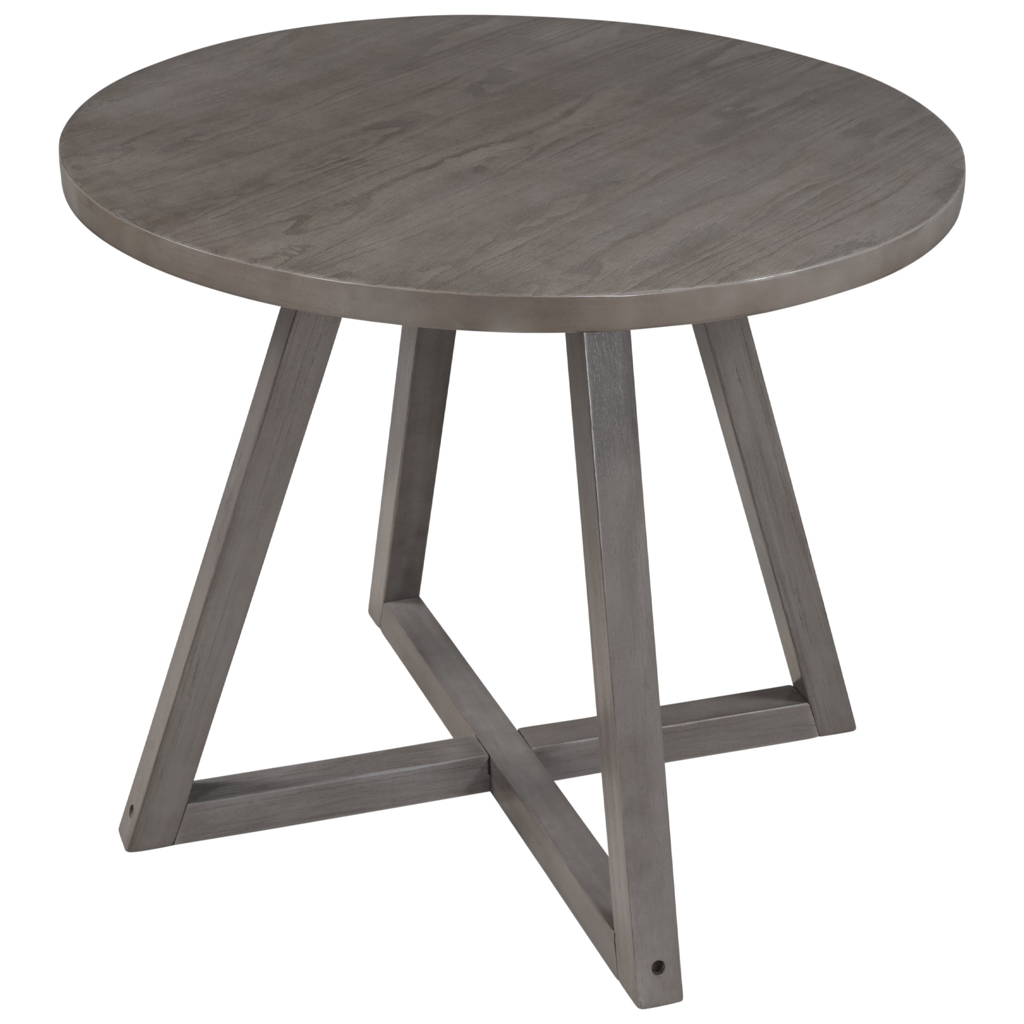 Mid-Century Wood Round Dining Table with X-shape Legs for Small Places, Gray