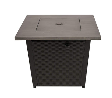 50,000 BTU 32inch Square Outdoor Propane Fire Pits Table, Gray Wood Grain Table Top with Lid