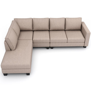 107.25*87"Textured Fabric Sectional Sofa Set, L-shaped Sofa With 5 Seaters for Home Use, Left-arm Facing Chaise, Warm Grey