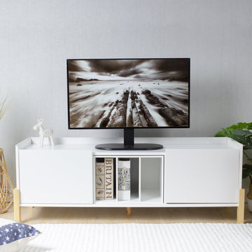 Modern TV Stand TV Stand For Tvs Up To 55 Inches With Storage Space (White)