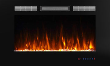 36 Electric Fireplace, Recessed Fireplace Insert in Black