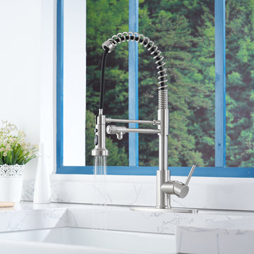 3-function single handle under the pull-down spray head kitchen faucet with clean water spout