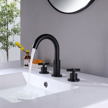 Clihome® | 8 in. Widespread 2-Handle High-Arc Bathroom Faucet in Matte Black