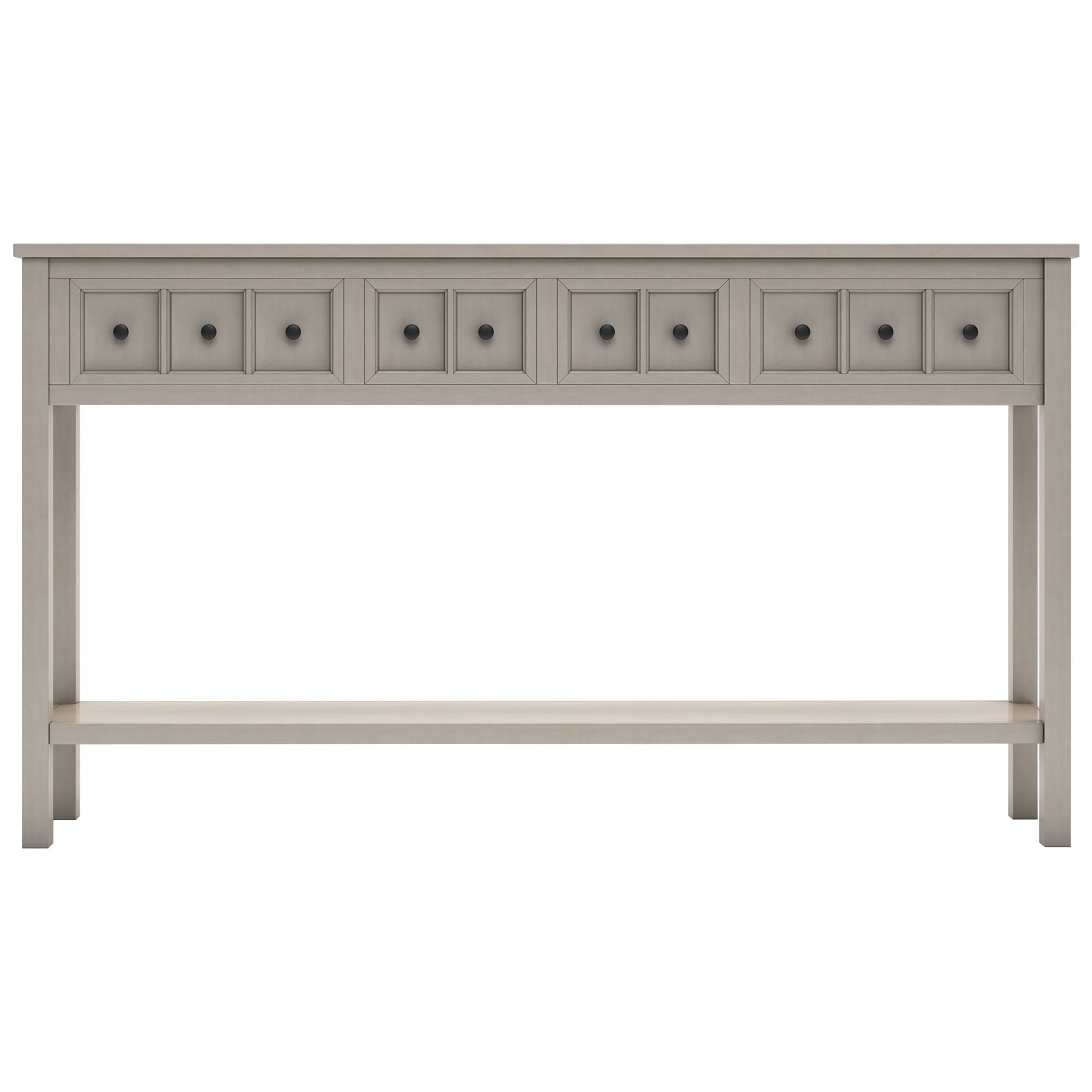 Rustic Entryway Console Table, 60" Long Sofa Table with two Different Size Drawers and Bottom Shelf for Storage (Gray Wash)