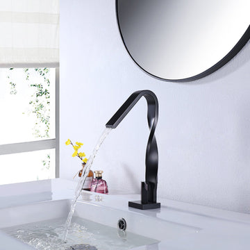 Clihome® | Single Hole Single Handle Bathroom Faucet Sink Faucets in Matte Black