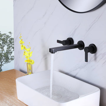 Clihome® | Two-Handle Wall Mounted Bathroom Faucet in Matte Black