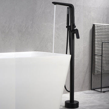 2-Handle Claw Foot Freestanding Tub Faucet with Shower in Matte Black - Alipuinc