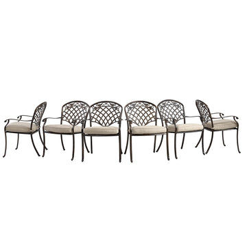Set of 6  cast aluminum mesh-back dining chairs