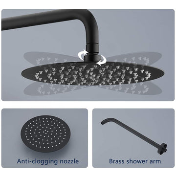 New Complete Shower System 1-Spray Patterns with 2.5 GPM 10 in. Wall Mount Dual Shower Heads in Matte Black