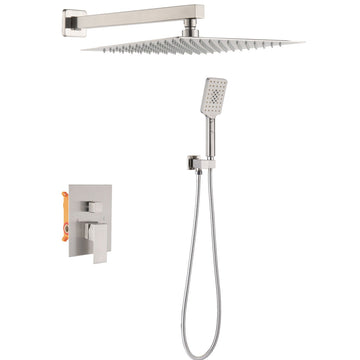 10 in. 1 -Spray Patterns with 2.5 GPM 10 in. Wall Mount Dual Shower Heads