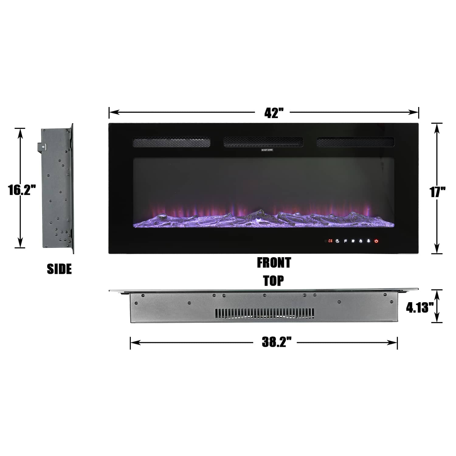 Clihome 42-72 Wall-Mounted w/ RC (1500W) Electric Fireplace - 50 in.