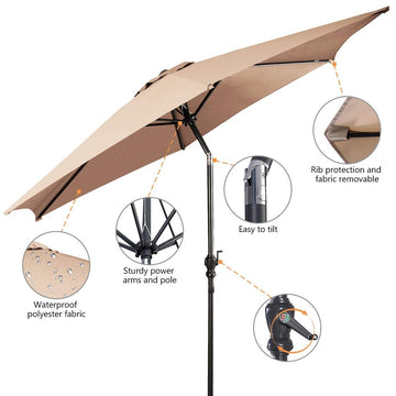 9ft Patio Market Table Umbrella with Push Button Tilt and Crank