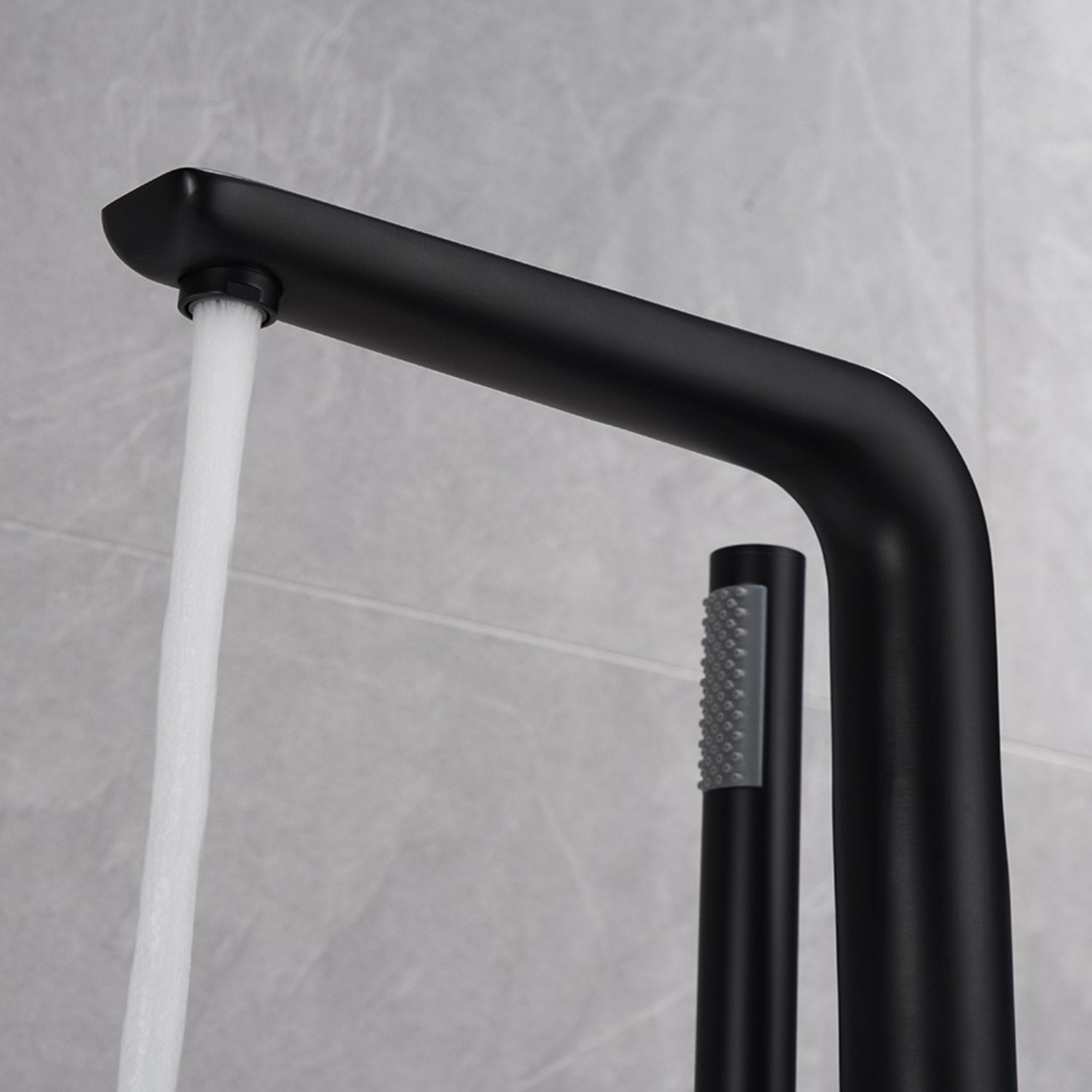 2-Handle Claw Foot Freestanding Tub Faucet with Shower in Matte Black - Alipuinc