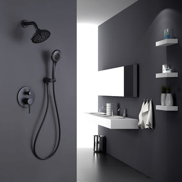 6 Inch Built-In Shower System With Handheld Shower In Black