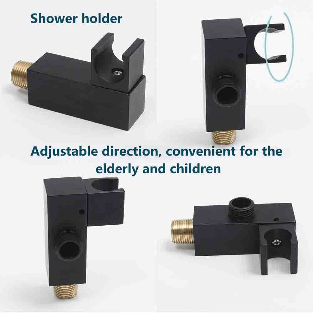 Shower System Wall Mounted with 12 in. Square Rainfall Shower head and Handheld Shower Head Set, Matte Black - Alipuinc