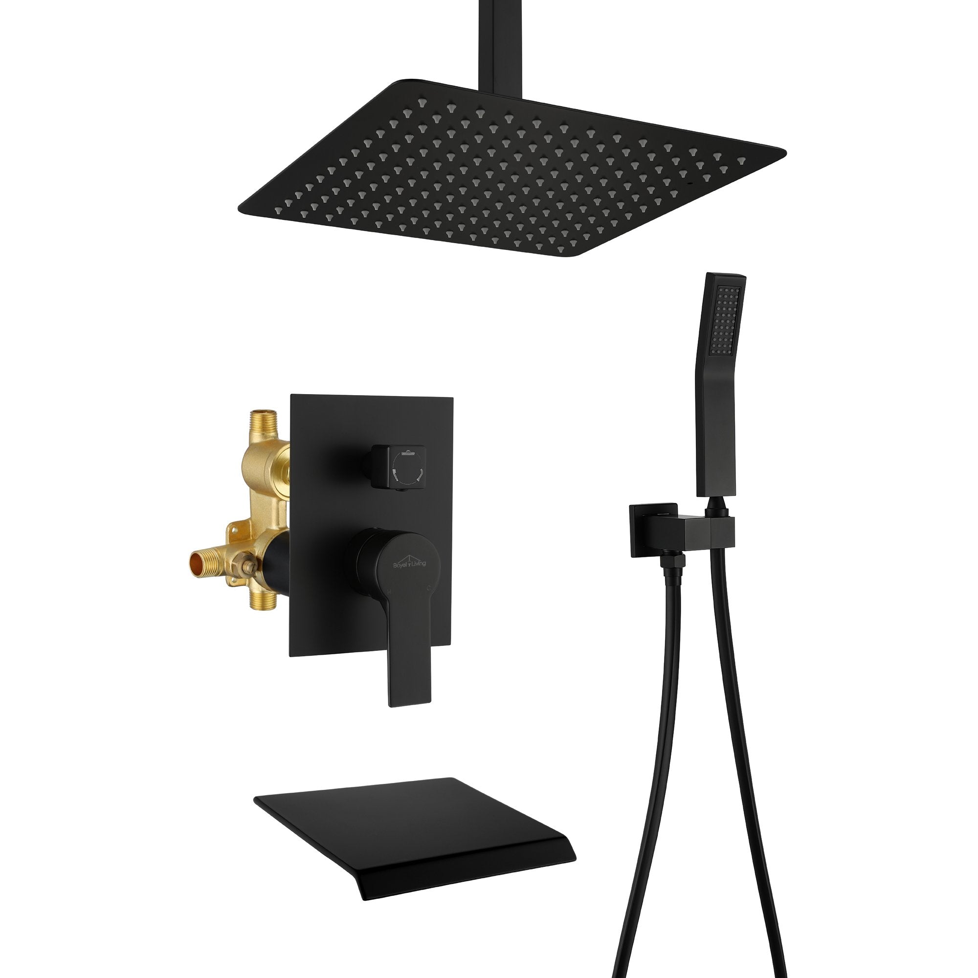 Ceiling Mount Single-Handle 1-Spray Tub and Shower Faucet with 12 in. Fixed shower head  (Valve Included)