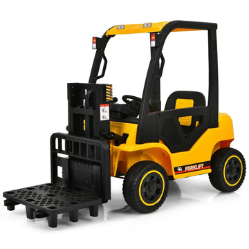 12V Kids Ride On Forklift with Remote Control and Back Trunk-Yellow