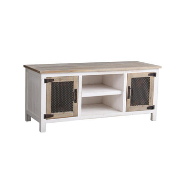 Clihome 44 in. L x 19 in. H White Rectangle Sturdy Wood Console Table with Durable Metal Mesh Doors