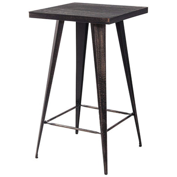 Rectangular Distressed Metal Bar Table, Pub Table (Golden Black)