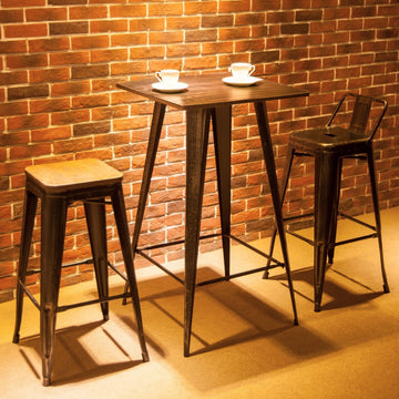 Rectangular Distressed Metal Bar Table, Pub Table (Golden Black)