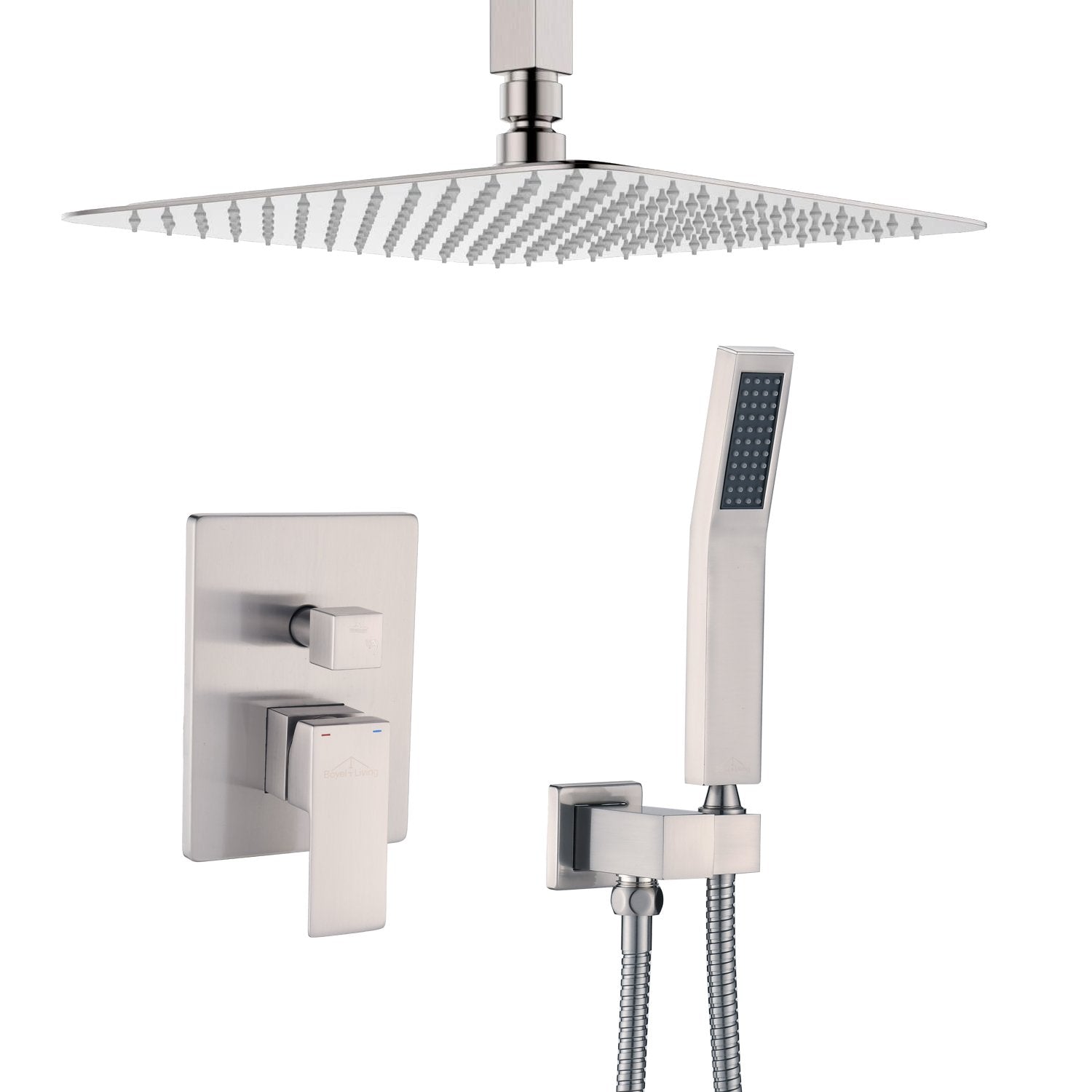 1-Spray Patterns with 2.5 GPM Ceiling Mount Dual Shower Heads- Valve Included
